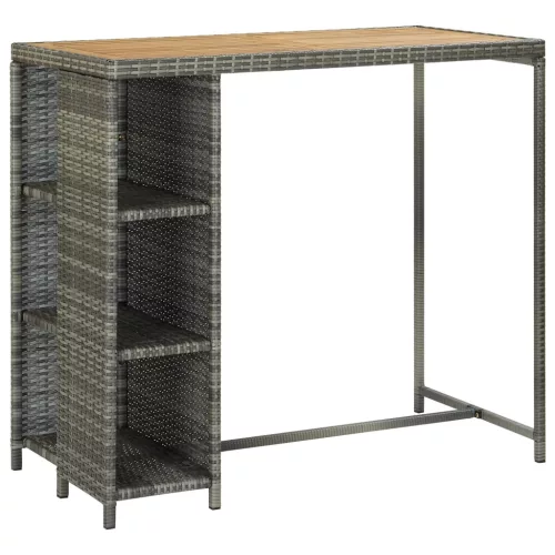 5 darabos szürke polyrattan kerti bárszett párnákkal