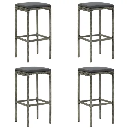  5 darabos szürke polyrattan kerti bárszett párnákkal