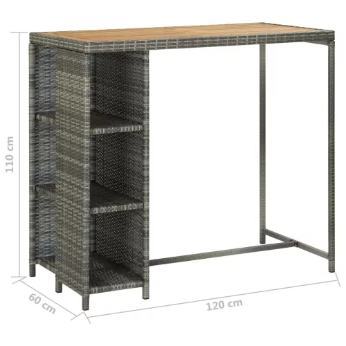  5 darabos szürke polyrattan kerti bárszett párnákkal