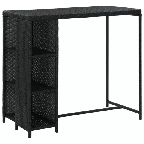  5 darabos fekete polyrattan kerti bárszett párnákkal