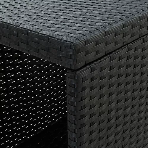  5 darabos fekete polyrattan kerti bárszett párnákkal