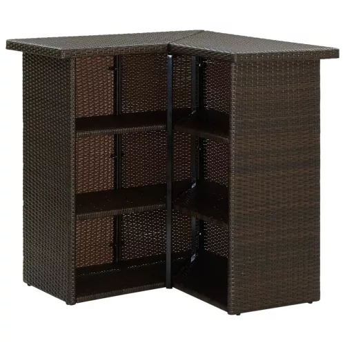  8 részes barna polyrattan kerti bárszett párnával