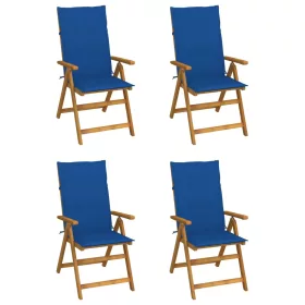  4 db dönthető tömör akácfa kerti szék párnával