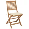  6 db összecsukható tömör akácfa kerti szék párnával