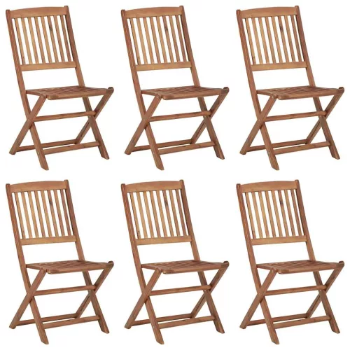  6 db összecsukható tömör akácfa kerti szék párnával