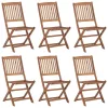  6 db összecsukható tömör akácfa kerti szék párnával