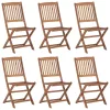  6 db összecsukható tömör akácfa kerti szék párnával
