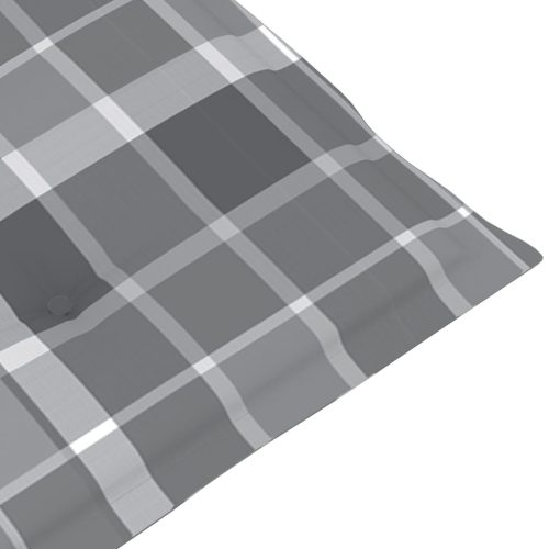  6 db tömör tíkfa kerti szék szürke kockás párnákkal