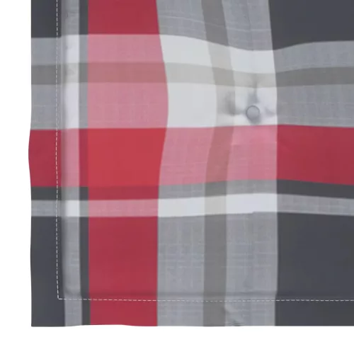  6 db tömör tíkfa kerti szék piros kockás párnával