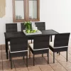  7 részes fekete polyrattan kerti étkezőgarnitúra