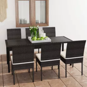  7 részes fekete polyrattan kerti étkezőgarnitúra