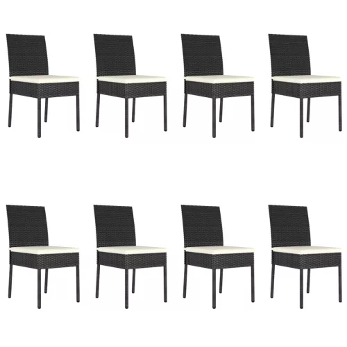  9 részes fekete polyrattan kerti étkezőgarnitúra