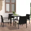  5 részes fekete polyrattan kerti étkezőgarnitúra