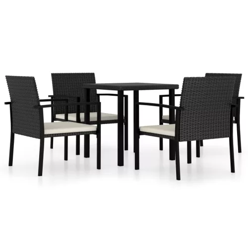  5 részes fekete polyrattan kerti étkezőgarnitúra