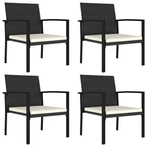  5 részes fekete polyrattan kerti étkezőgarnitúra