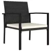  5 részes fekete polyrattan kerti étkezőgarnitúra