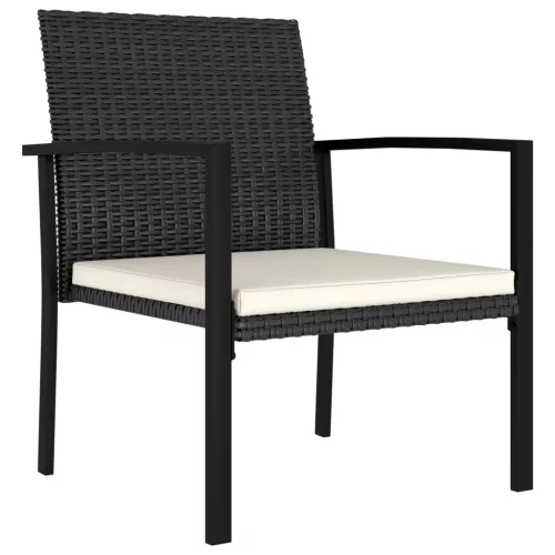  5 részes fekete polyrattan kerti étkezőgarnitúra
