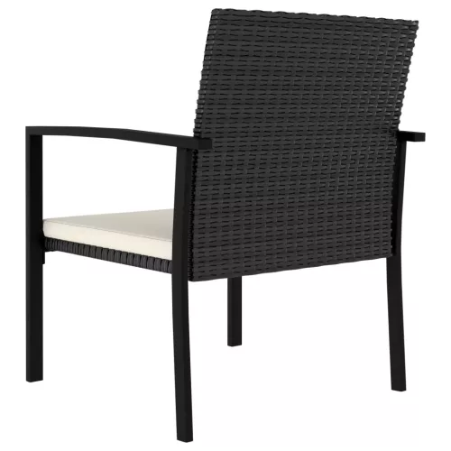  5 részes fekete polyrattan kerti étkezőgarnitúra