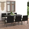  7 részes fekete polyrattan kerti étkezőgarnitúra