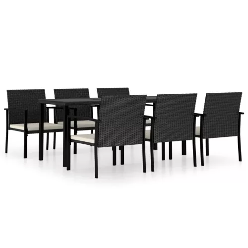  7 részes fekete polyrattan kerti étkezőgarnitúra