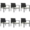  7 részes fekete polyrattan kerti étkezőgarnitúra