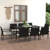  9 részes fekete polyrattan kerti étkezőgarnitúra