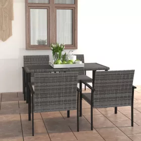  5 részes szürke polyrattan kerti étkezőgarnitúra