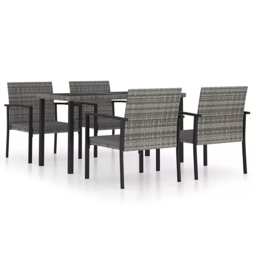  5 részes szürke polyrattan kerti étkezőgarnitúra