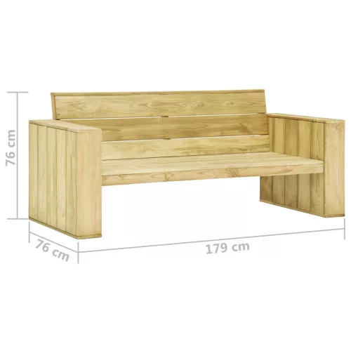  impregnált fenyőfa kerti pad szürke párnákkal 179 cm