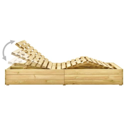  impregnált fenyőfa kétszemélyes napozóágy párnákkal