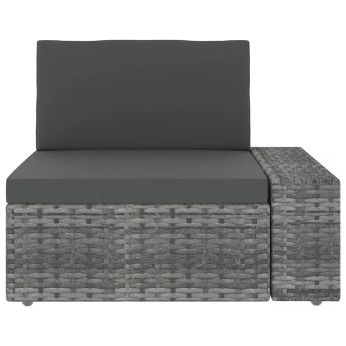  8 részes szürke polyrattan kerti ülőgarnitúra párnákkal