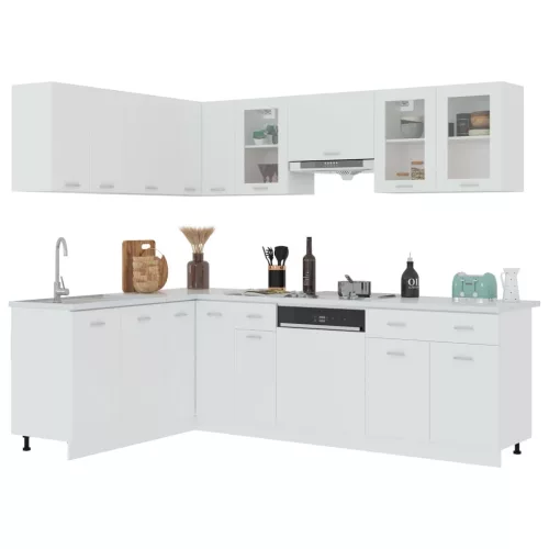  Lyon 11 részes fehér forgácslap konyhai szekrénygarnitúra