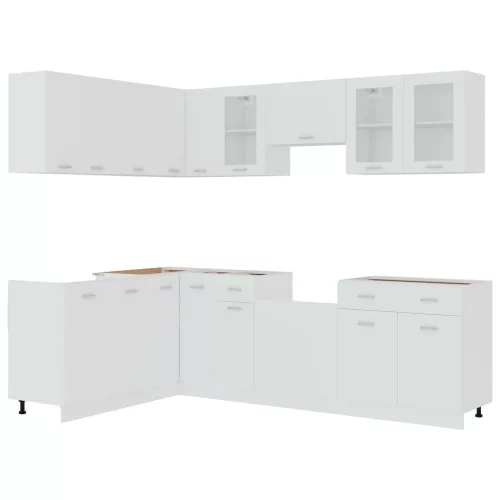  Lyon 11 részes fehér forgácslap konyhai szekrénygarnitúra