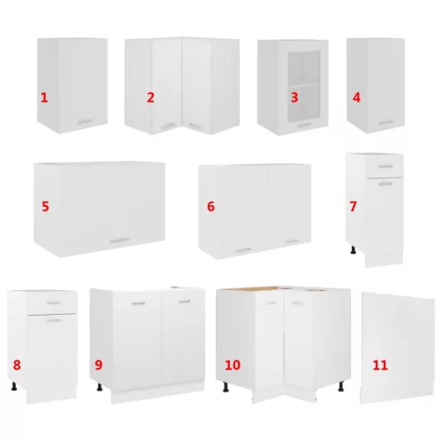  Lyon 11 részes fehér forgácslap konyhai szekrénygarnitúra