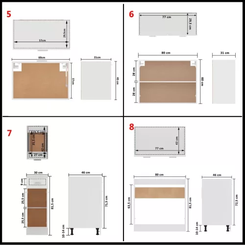  Lyon 11 részes fehér forgácslap konyhai szekrénygarnitúra