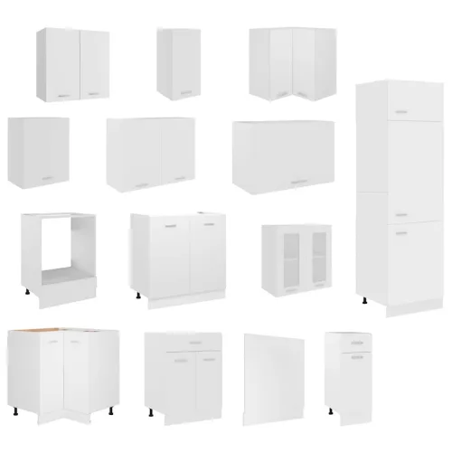  Lyon 14 részes fehér forgácslap konyhai szekrénygarnitúra