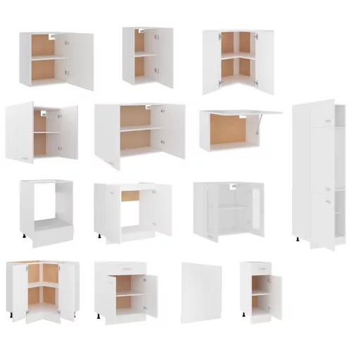  Lyon 14 részes fehér forgácslap konyhai szekrénygarnitúra