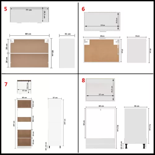 Lyon 14 részes fehér forgácslap konyhai szekrénygarnitúra