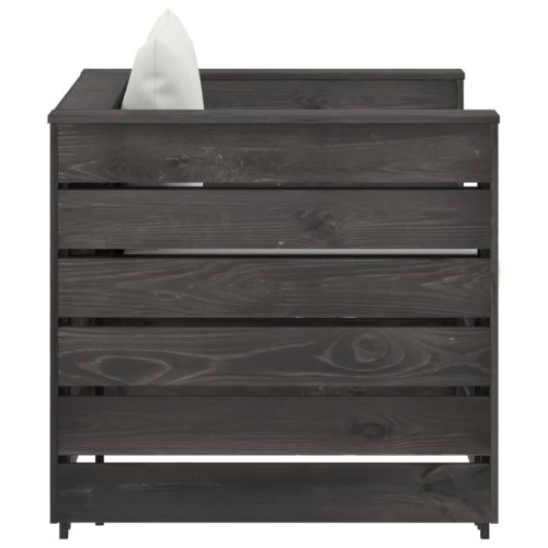  2 részes szürke impregnált fa kerti társalgó párnákkal