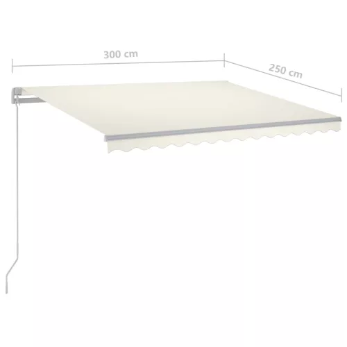  krémszínű kézzel kihúzható LED-es napellenző 300 x 250 cm