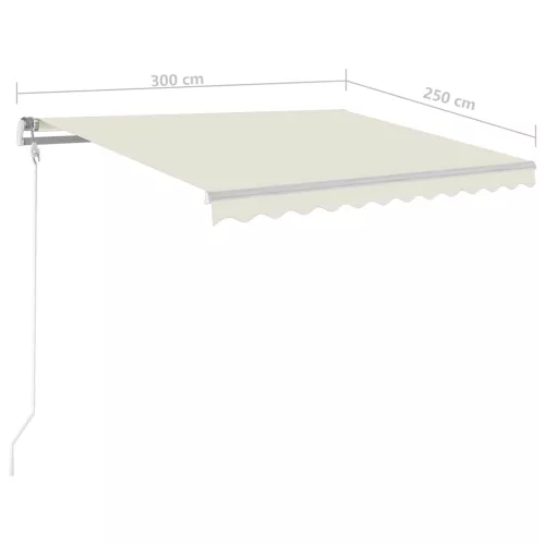  krémszínű automata szélérzékelős és LED-es napellenző 300x250cm