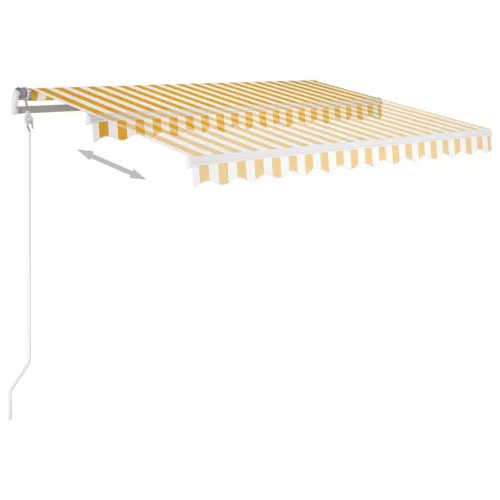  sárga-fehér szélérzékelős és LED-es napellenző 300x250 cm