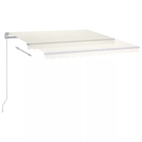  krémszínű kézzel kihúzható LED-es napellenző 350 x 250 cm