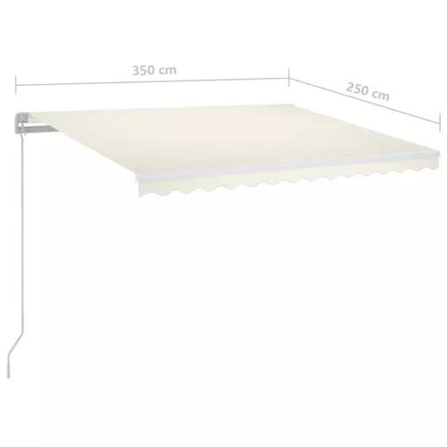  krémszínű kézzel kihúzható LED-es napellenző 350 x 250 cm