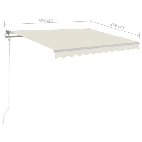  krémszínű automata szélérzékelős és LED-es napellenző 350x250cm