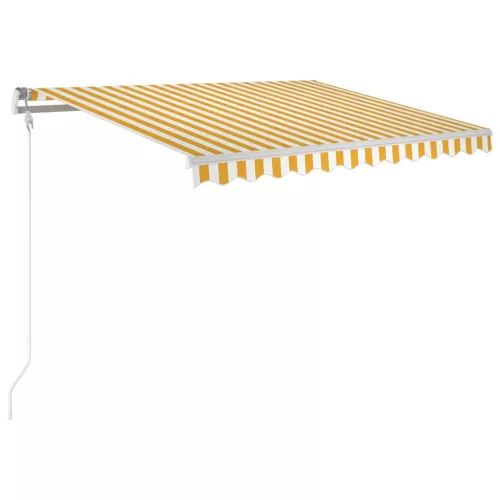  sárga-fehér szélérzékelős és LED-es napellenző 350 x 250 cm