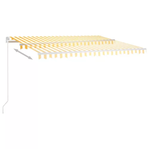  sárga és fehér kézzel kihúzható LED-es napellenző 400 x 300 cm