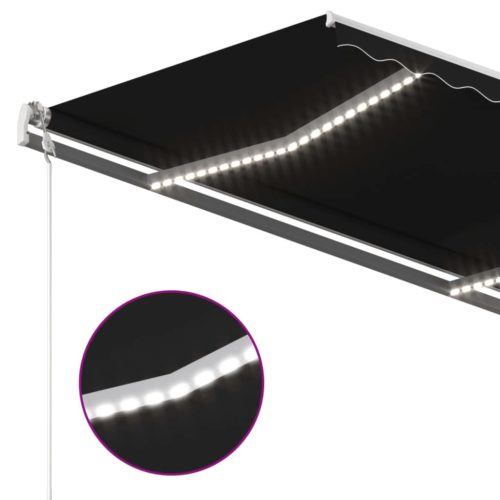  antracitszürke szélérzékelős és LED-es napellenző 400x300 cm