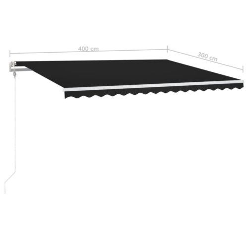  antracitszürke szélérzékelős és LED-es napellenző 400x300 cm
