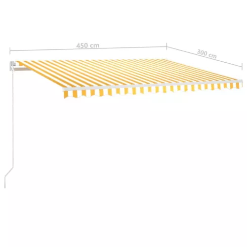  sárga és fehér kézzel kihúzható napellenző 450 x 300 cm